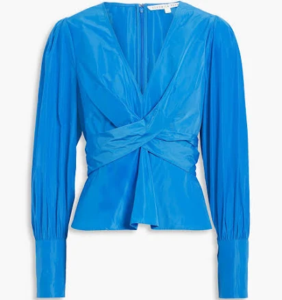 Veronica Beard Seema wrap-effect taffeta blouse - Women - Azure Tops - US 0