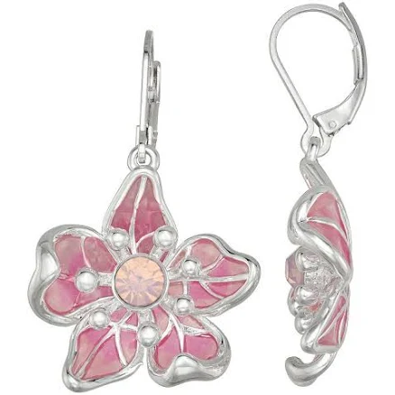 Napier Flower Crystal Drop Earrings