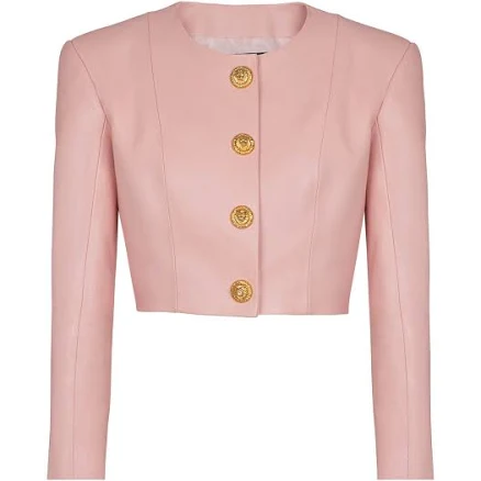 Balmain Women's Crop Lambskin Jacket