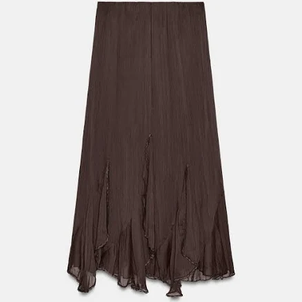 Zara Ruffled Lace Midi Skirt