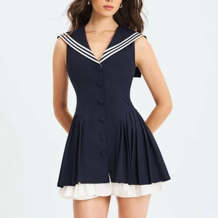 Miss Circle Women's Calliope Sailor Pleated Mini Dress