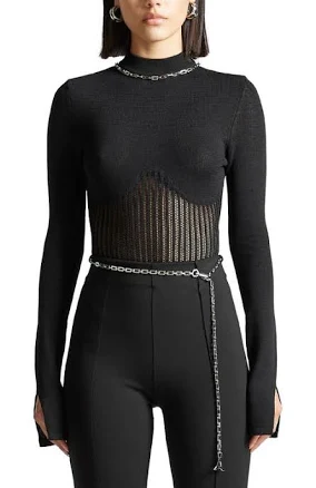 Manière De Voir Women's Contour Knit Bodysuit with Chain
