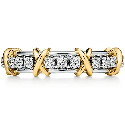 Sixteen Stone by Tiffany Narrow Ring in Platinum/Yellow Gold with Diamonds
