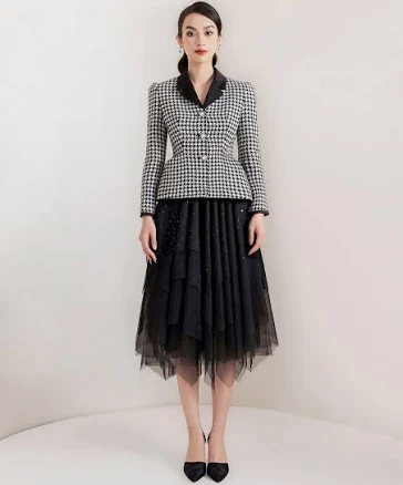 Women's MEAN BLVD Odette Peplum Notch Lapel Tweed Jacket