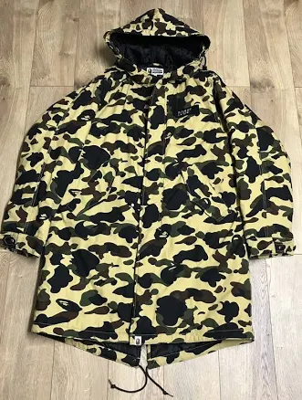 A Bathing Ape Bape 1st Yellow Camo Trench Jacket Size M