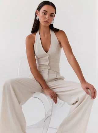 Ambrosa Halterneck Linen Vest