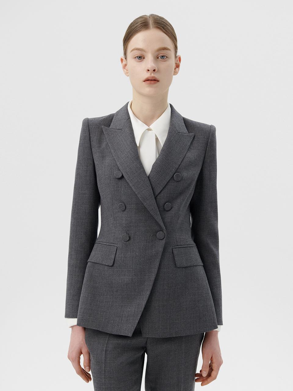 Chelsea Wool Double Breasted Jacket [Charcoal]