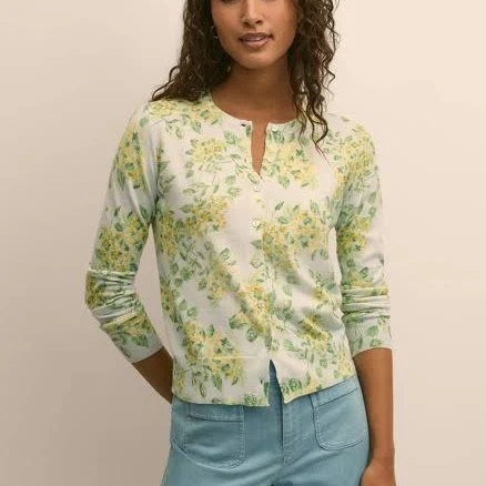 Brooks Brothers Women's Cotton Floral Cardigan Sweater