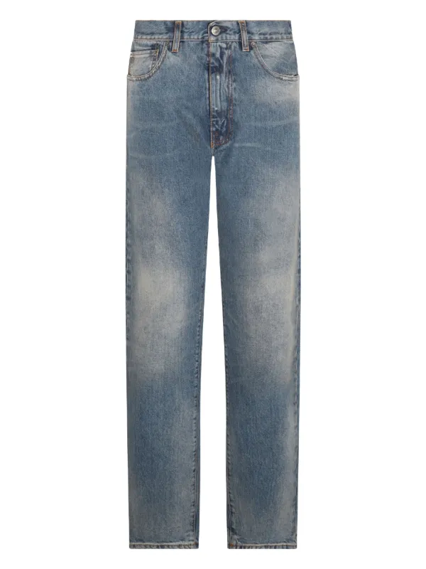 Distressed Straight-leg Jeans