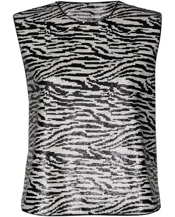 Self Portrait zebra-print tank top - Black
