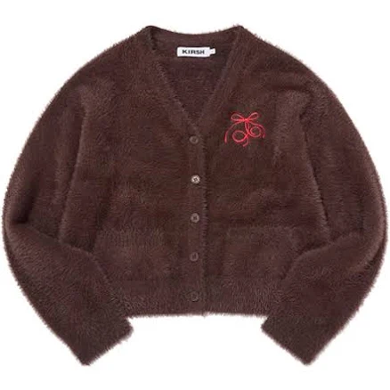 Taeyeon Worn Kirsh Ribbon Cherry Loose-Fit Hairy Cardigan