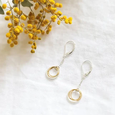Daydream Mixed Metal Circles on Chain Dangle Earrings