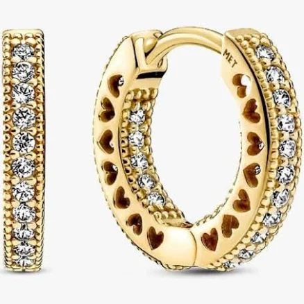 Pandora Pavé Heart Hoop Earrings with Clear CZ