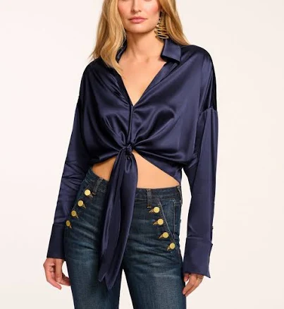Ramy Brook Women's Farrah Silk Tie-Front Blouse