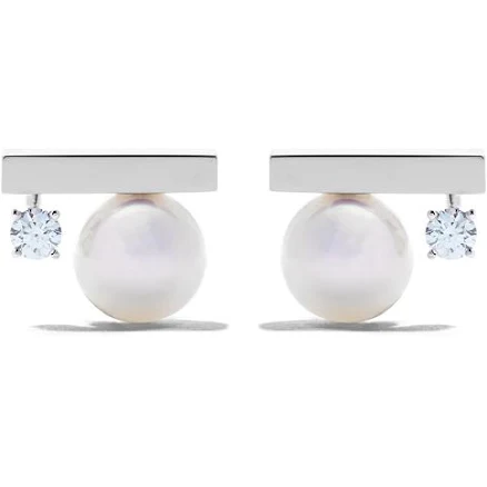 Tasaki 18kt gold diamond petit balance class earrings