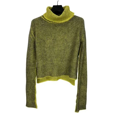 Acne Studios Yellow Wool Cropped Turtleneck Jumper XXS