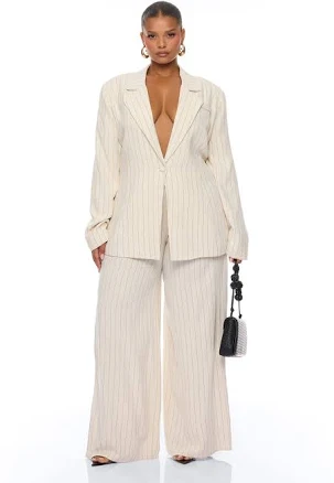 Fashion Nova Camille Linen Blazer Suit Set