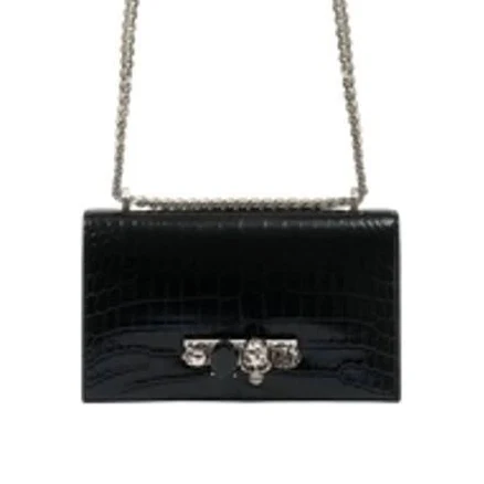 Alexander McQueen Women's High Shine Crocodile-Embossed Leather Satchel Bag