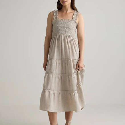 Quince Women's European Linen Smocked Midi Dress