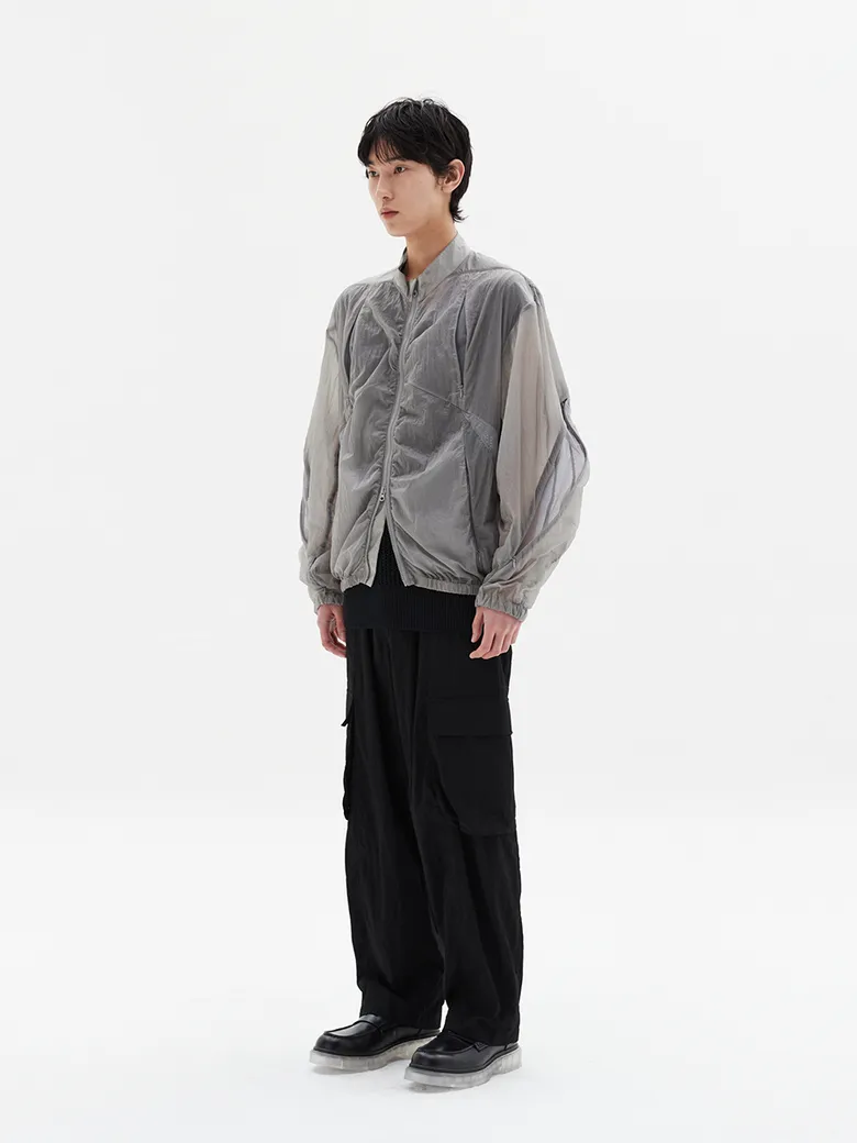 Sheer Nylon Two-Tone Windbreaker_Light Gray