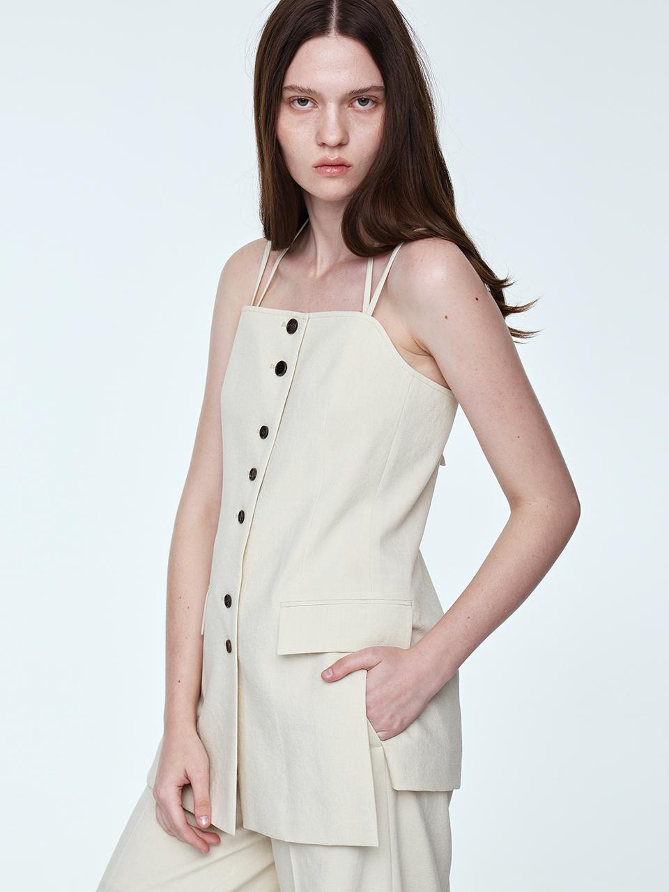 Halterneck Detail Summer Vest _ Beige