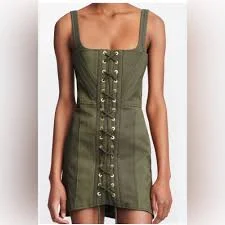 Dion Lee utility laced corset dress in moss green AU size 4, US size 0
