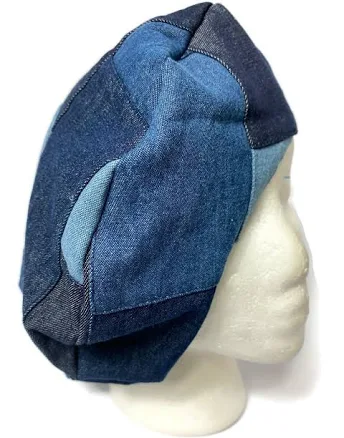 Patched Denim Beret: Lightweight Summer Hat