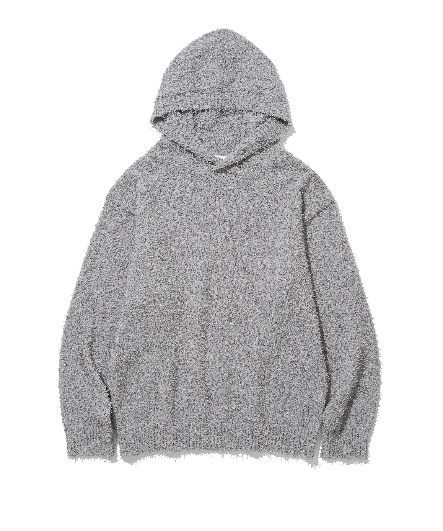 Gray Hooded Long Sleeve Knit