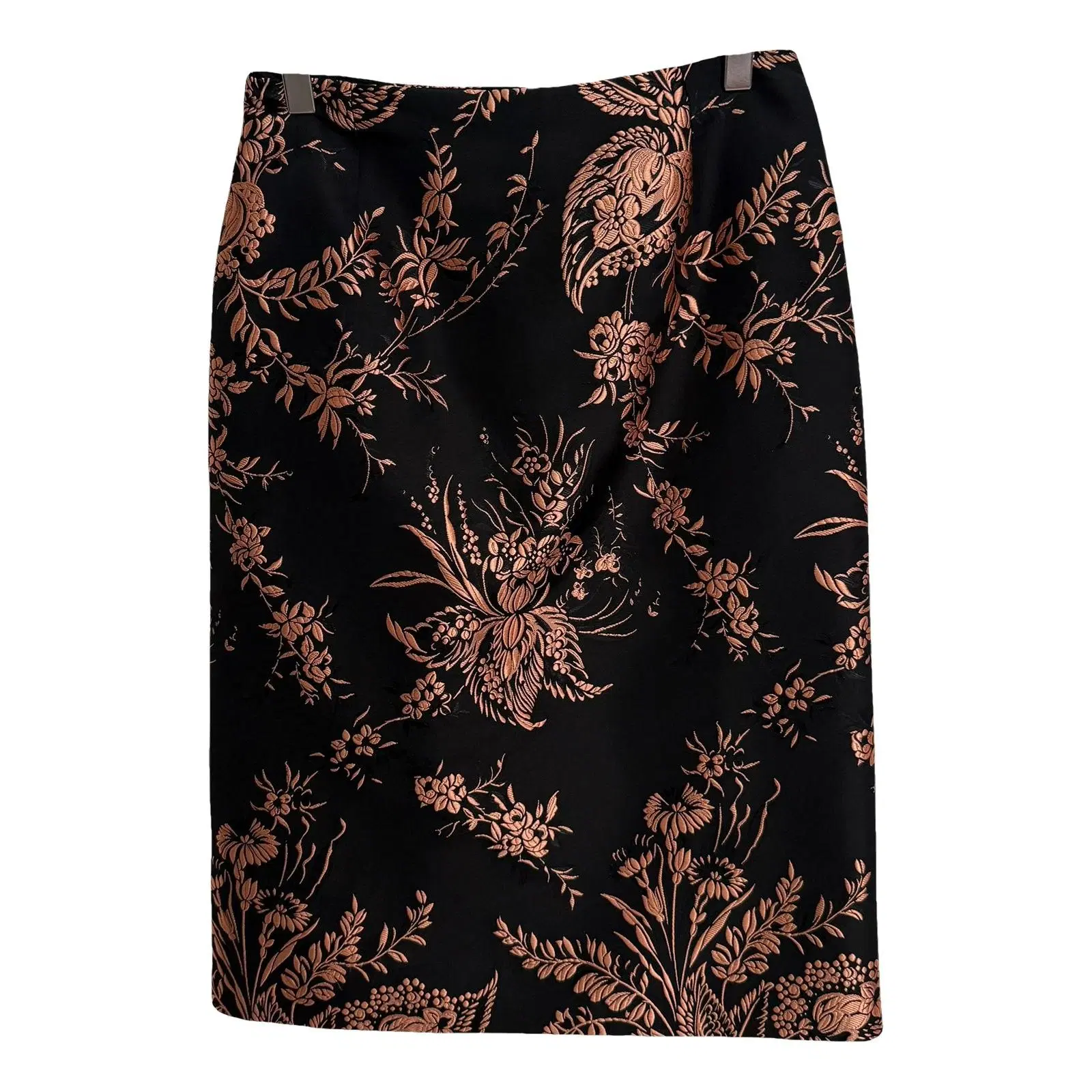 Rochas Floral Jacquard Pencil Skirt in Metallic Brocade