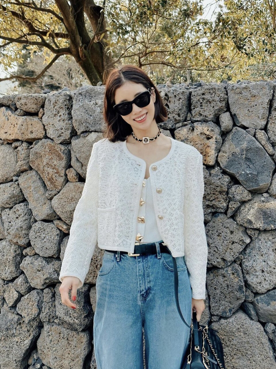 Gold Button Lace Jacket