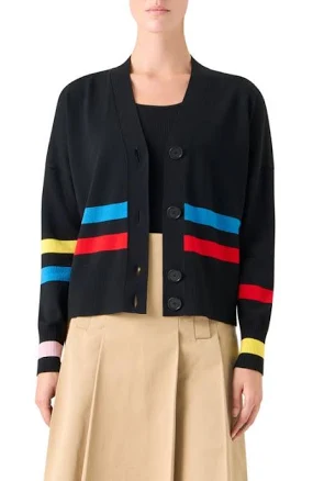 Akris punto Women's Stripe Virgin Wool Cardigan