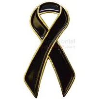 Black Looped Ribbon Lapel Pin