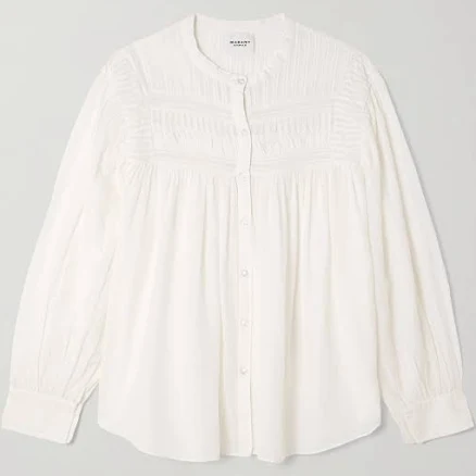 Marant Étoile Plalia Pintucked Cotton-blend Voile Shirt - Women - White Tops - XXL
