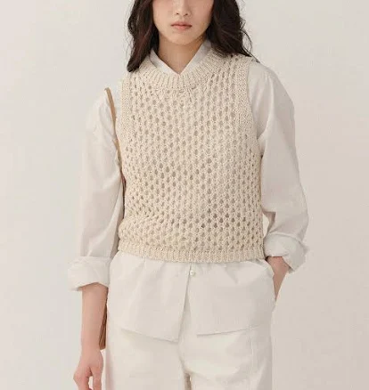 KINDERSALMON Organic Knitted Vest Ecru by W Concept