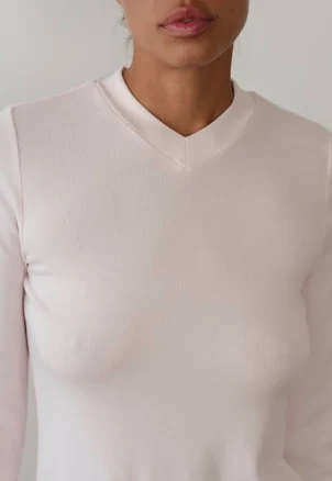 DONNI. The Baby Rib V-Neck Long Sleeve