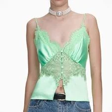 Self Portrait Satin Lace Top