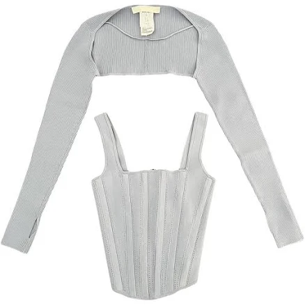 Dion Lee Pointelle Knit Corset Top with Bolero