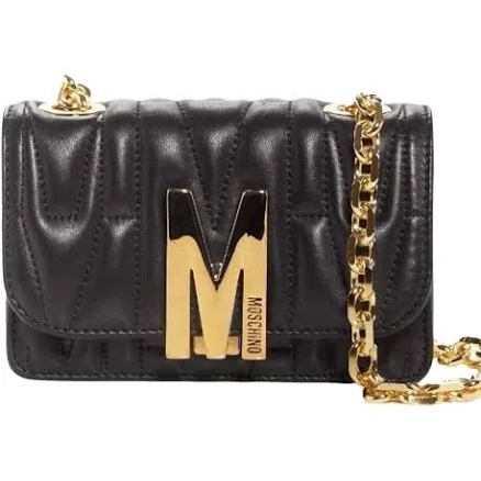 Moschino Women's M-plaque Quilted Leather Crossbody Bag
