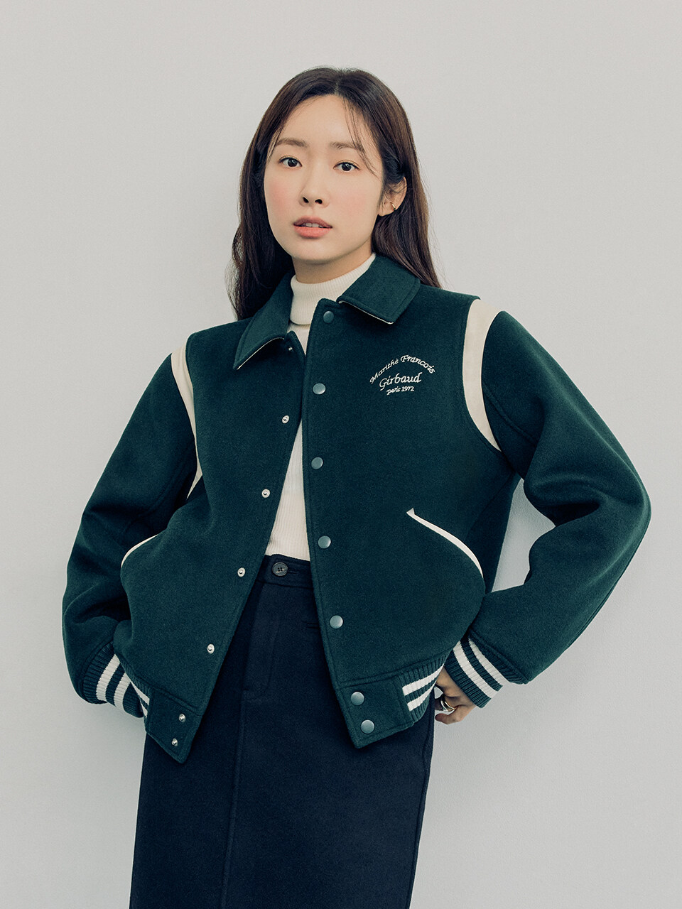 Marithe Varsity Jacket (Dark Green)