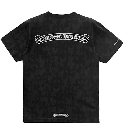 Chrome Hearts 블랙 토널 모노그램 스크롤 로고 반소매 티셔츠