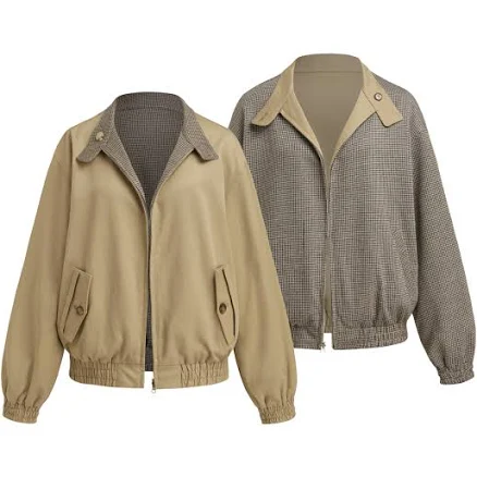 CIDER Oversized Houndstooth Bomber Jacket