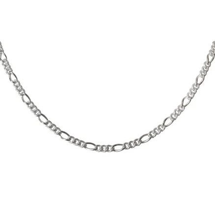 Brilliance Sterling Silver Figaro Chain Pave Wire Necklace
