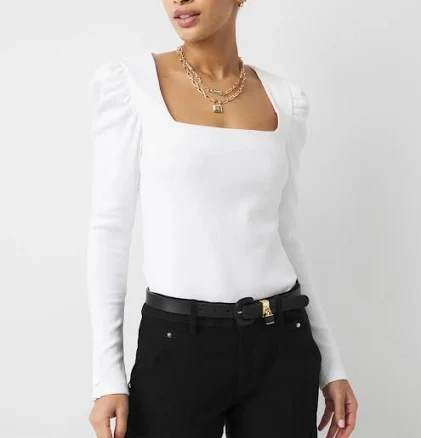 White House Black Market FORME Women's Puff Sleeve Top