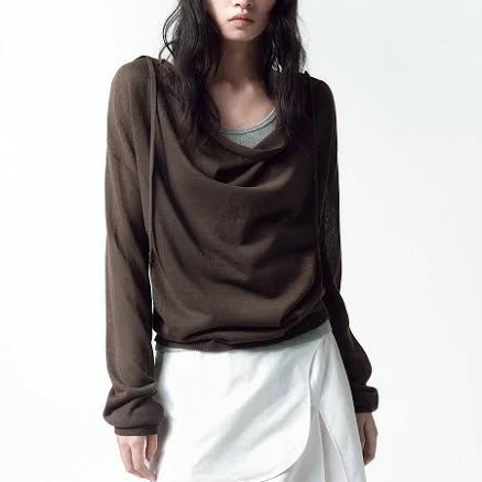 INSILENCE Women's Cowl Neck Hooded Knit