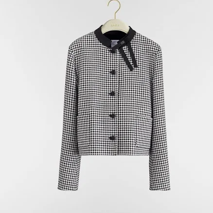 DIOR Women's Cropped Houndstooth Wool Blend Jacket