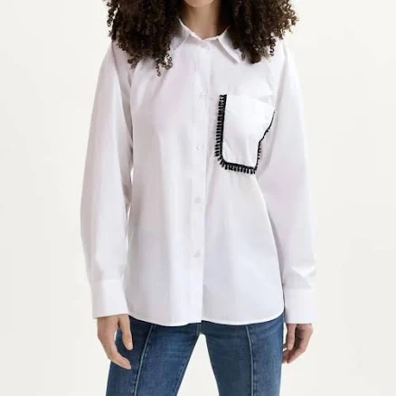 Essentiel Antwerp Women's Cotton Shirt with Beaded Embroidery
