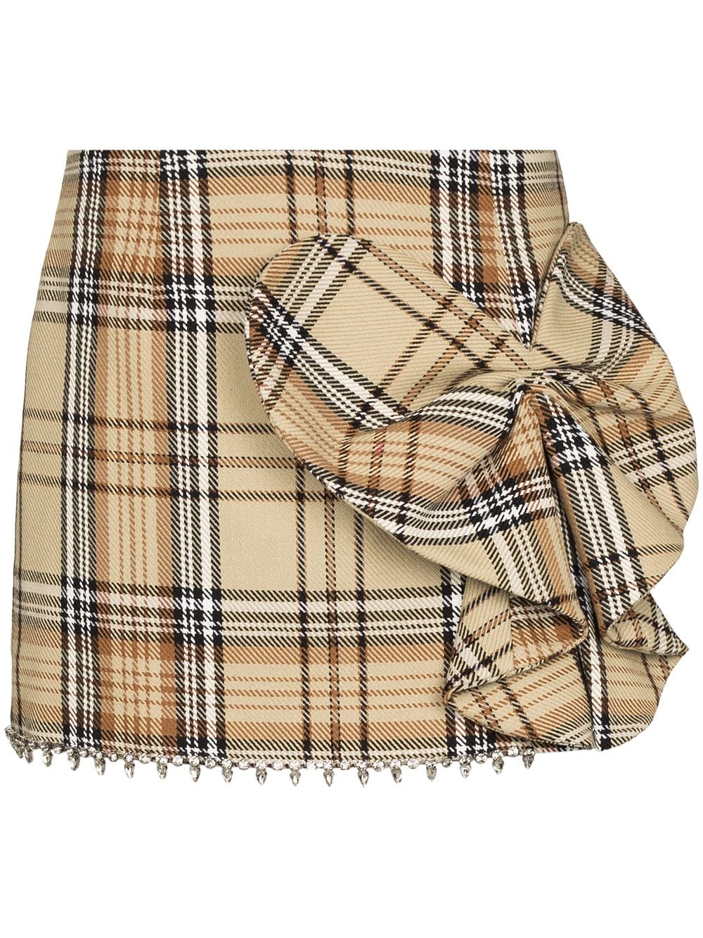 Heart Bow Check-pattern Miniskirt