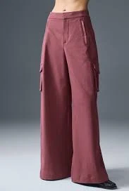 Show Off Cargo Wide Leg Trouser (Long) - Burgundy Truffle