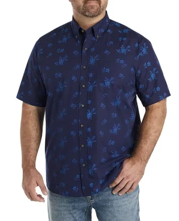 Harbor Bay Men's Big & Tall Easy-Care Floral Print Sport Shirt