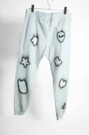 Custom painted white sweat pants (burned collection) (Medium)